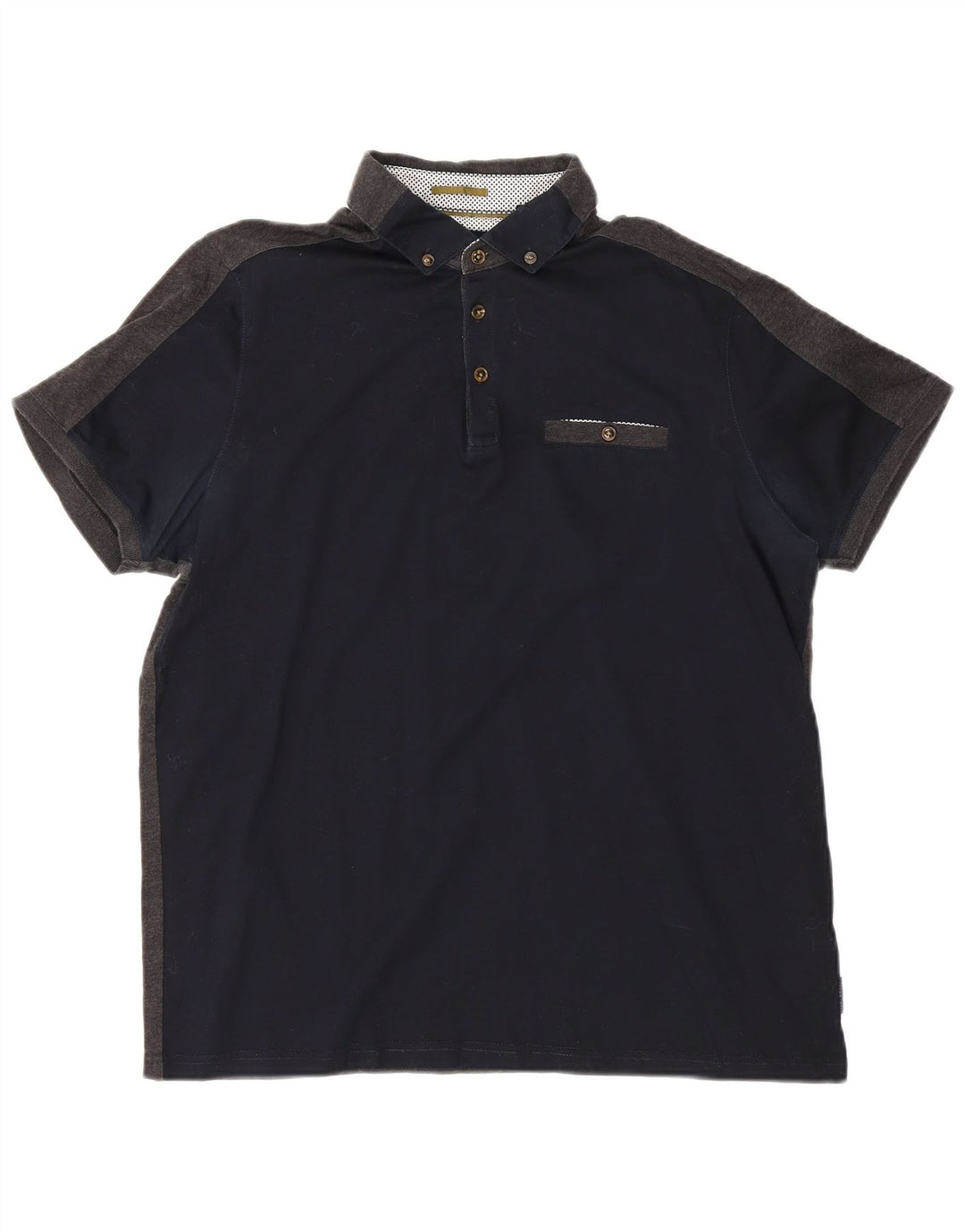 Camisa polo masculina Ted Baker tamanho 4 grande algodão colorblock azul marinho