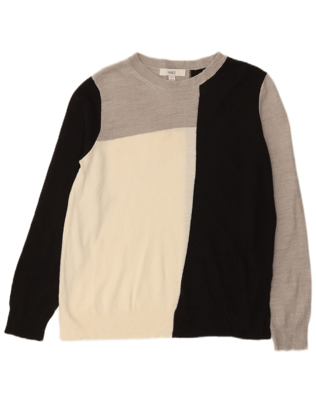 Suéter feminino Marks & Spencer com gola canoa Reino Unido 10 pequeno cinza
