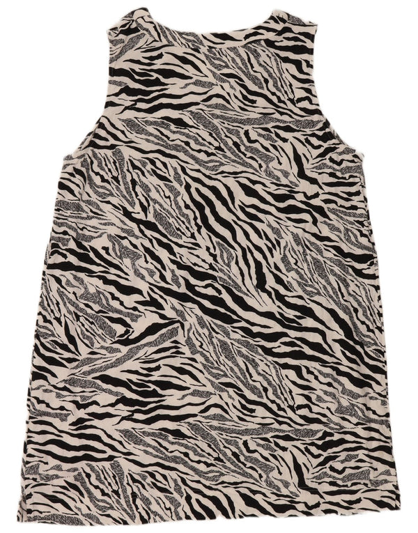 Vestido feminino Marks & Spencer sem mangas com estampa animal UK 22 2XL branco
