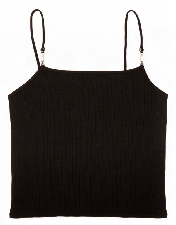 Zara Womens Cami Top UK 12 Viscose manchada preta média