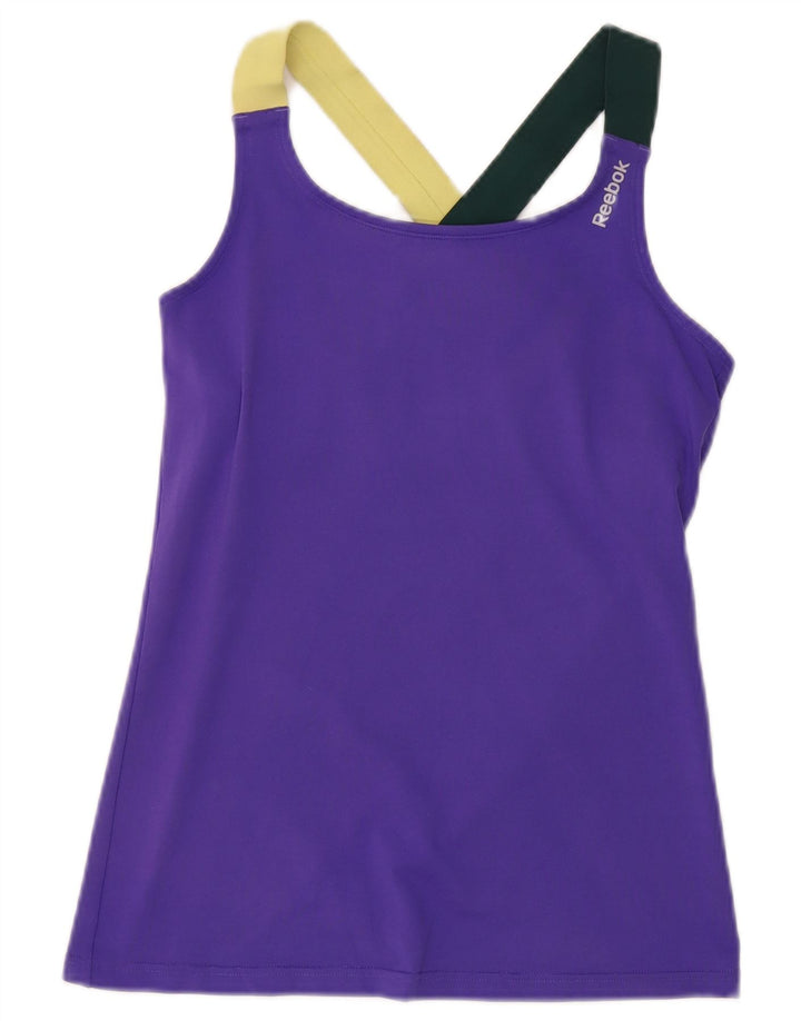 Reebok Womens Vest Top UK 8/10 Pequeno Roxo Colorblock Poliéster