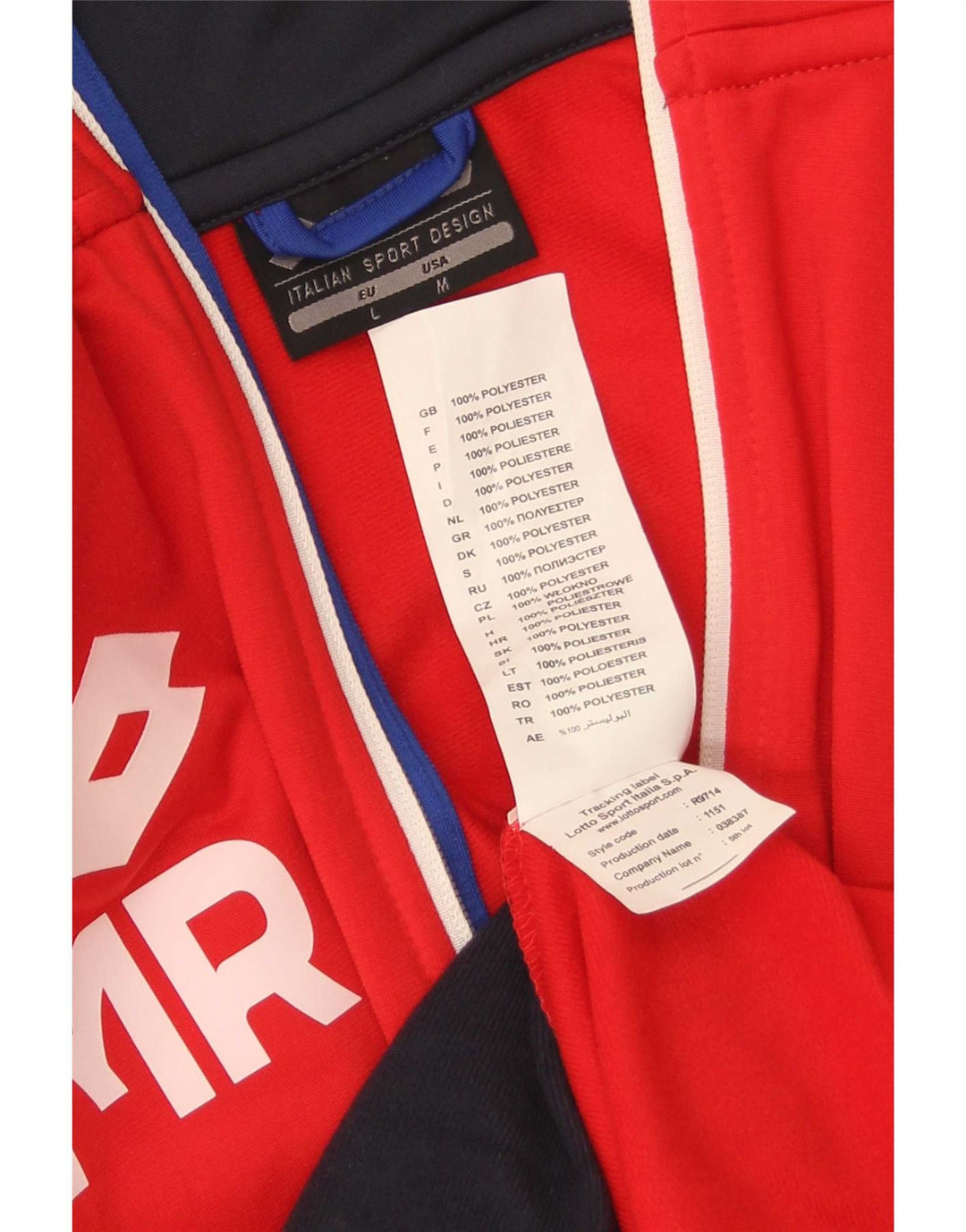 Lotto Mens Graphic Tracksuit Top Jacket Grande Poliéster Colorblock Vermelho