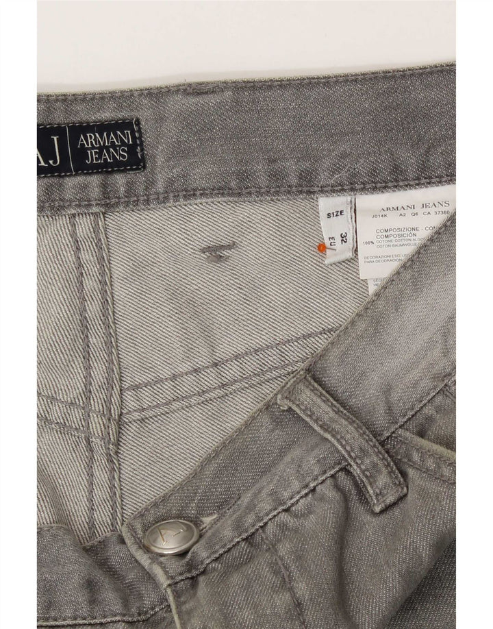 Calça jeans reta masculina Armani desgastada W32 L29 algodão cinza