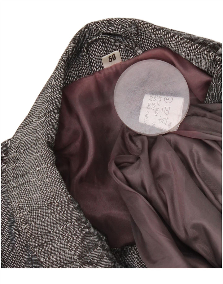 Jaqueta bomber masculina vintage IT 50 grande poliéster cinza xadrez