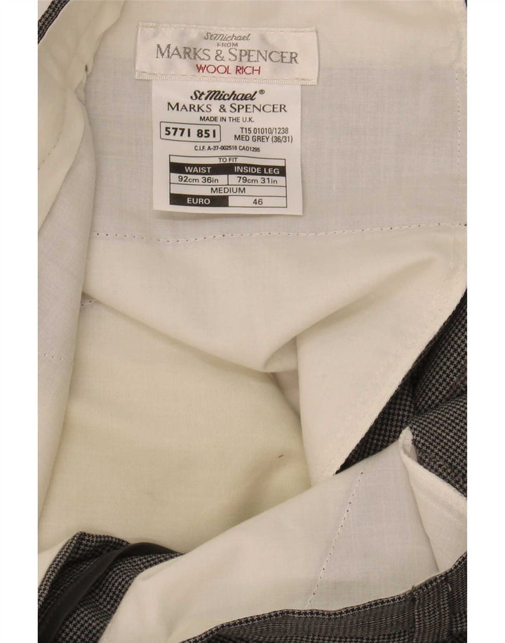 Calça masculina Marks & Spencer St. Michael Suit W36 L31 cinza Houndstooth