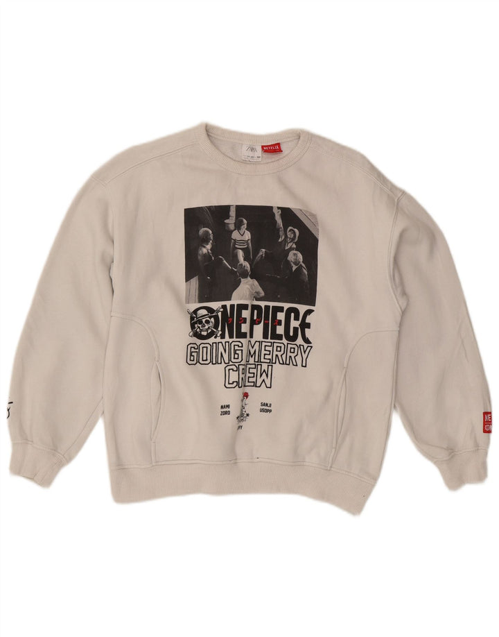 Suéter ZARA Boys x One Piece Graphic 11-12 anos algodão branco