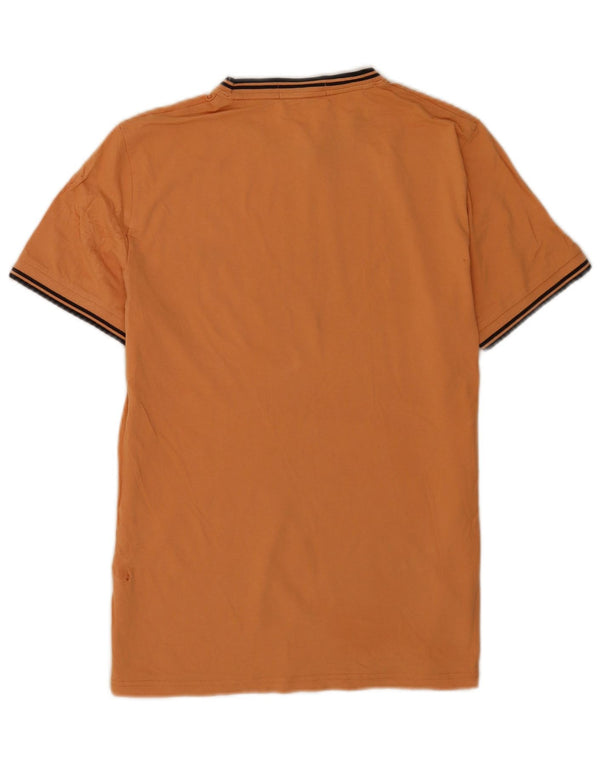 Camiseta masculina Fred Perry de algodão listrado laranja médio