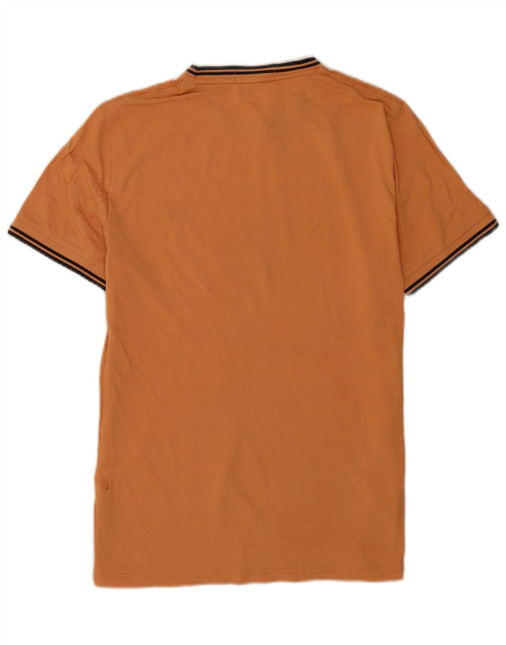 Camiseta masculina Fred Perry de algodão listrado laranja médio