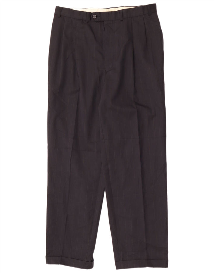 Calça masculina Marks & Spencer Pegged Suit W36 L31 azul marinho poliéster