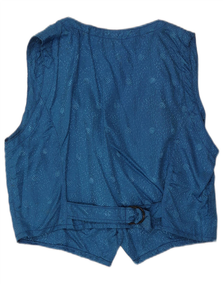 Colete feminino vintage UK 12 clássico azul médio geométrico