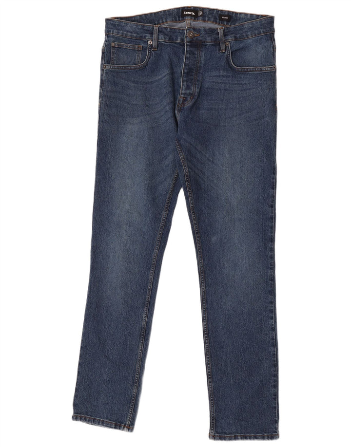 Banco masculino reto jeans W34 L34 algodão azul