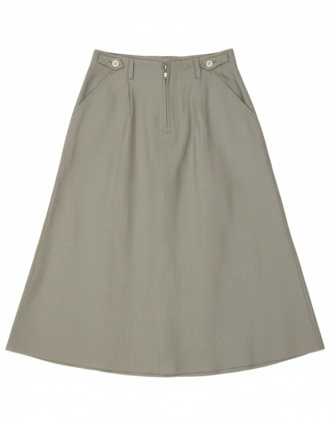 Saia alargada feminina vintage IT 46 grande poliéster listrado verde W30