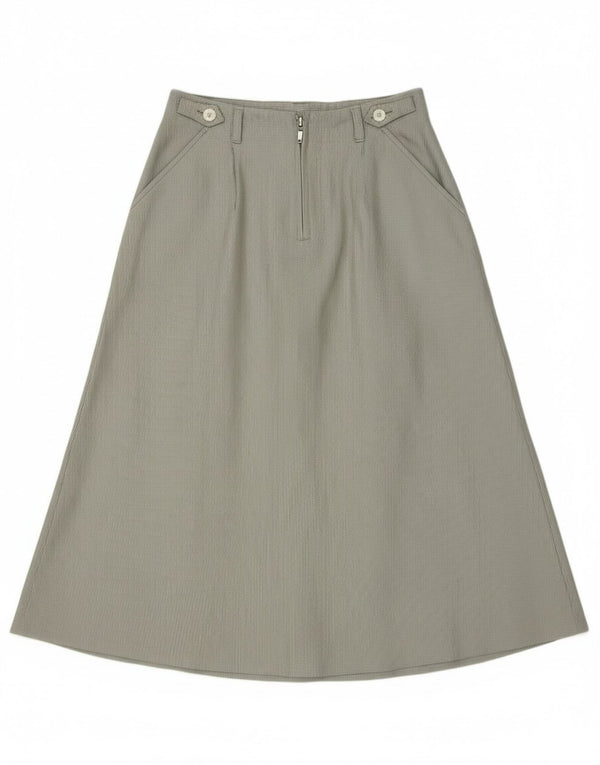 Saia alargada feminina vintage IT 46 grande poliéster listrado verde W30