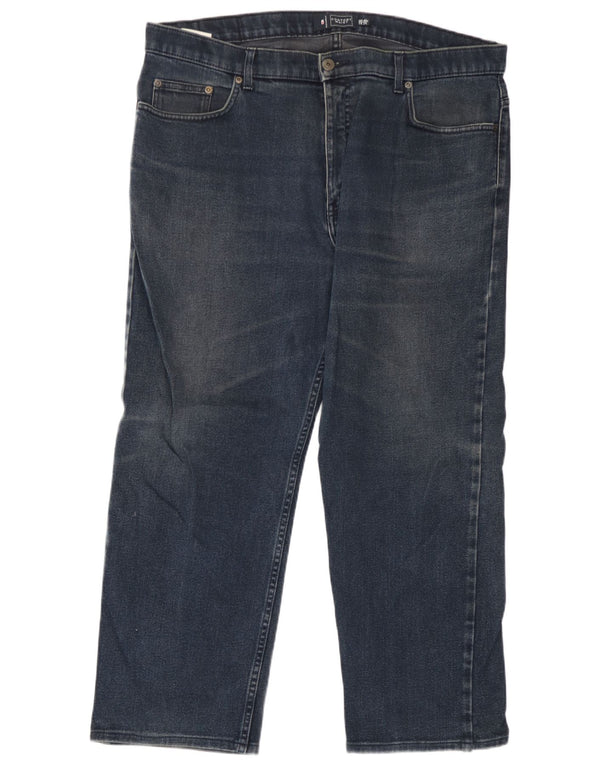 Calça jeans reta regular masculina Marks & Spencer W40 L26 algodão azul