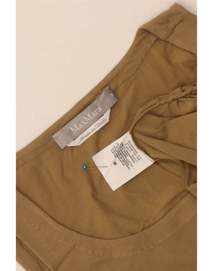 Top colete sem mangas feminino Max Mara Reino Unido 12 algodão bege médio