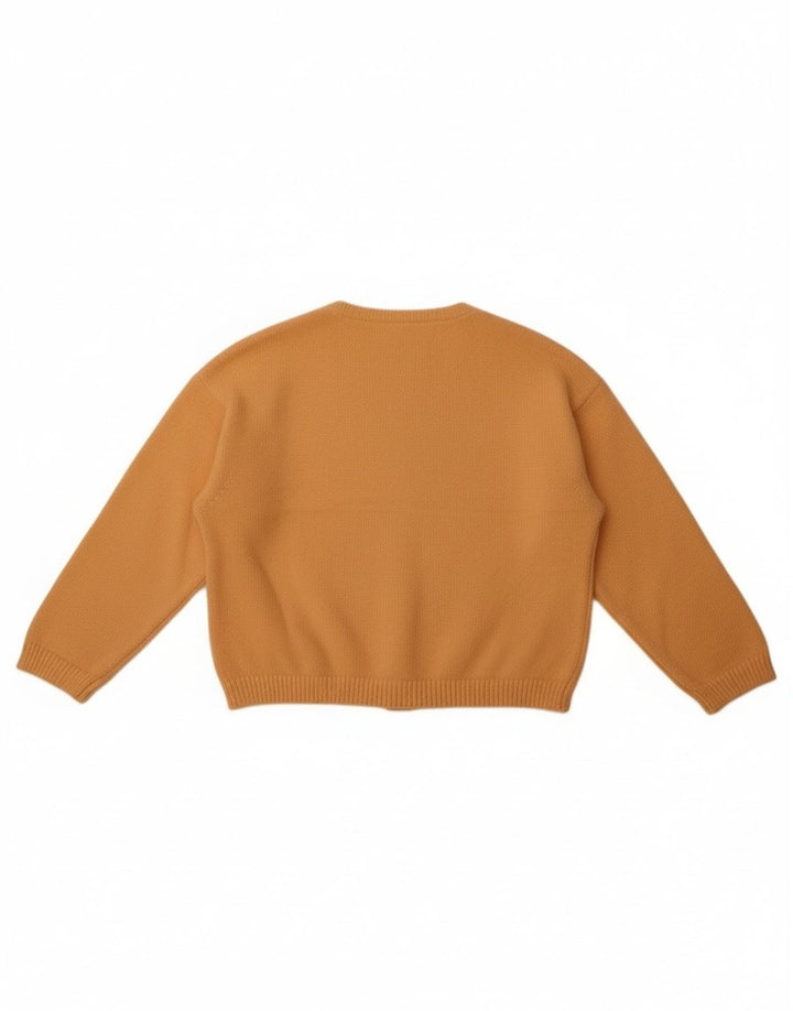 Suéter cardigan feminino vintage UK 14 lã laranja média