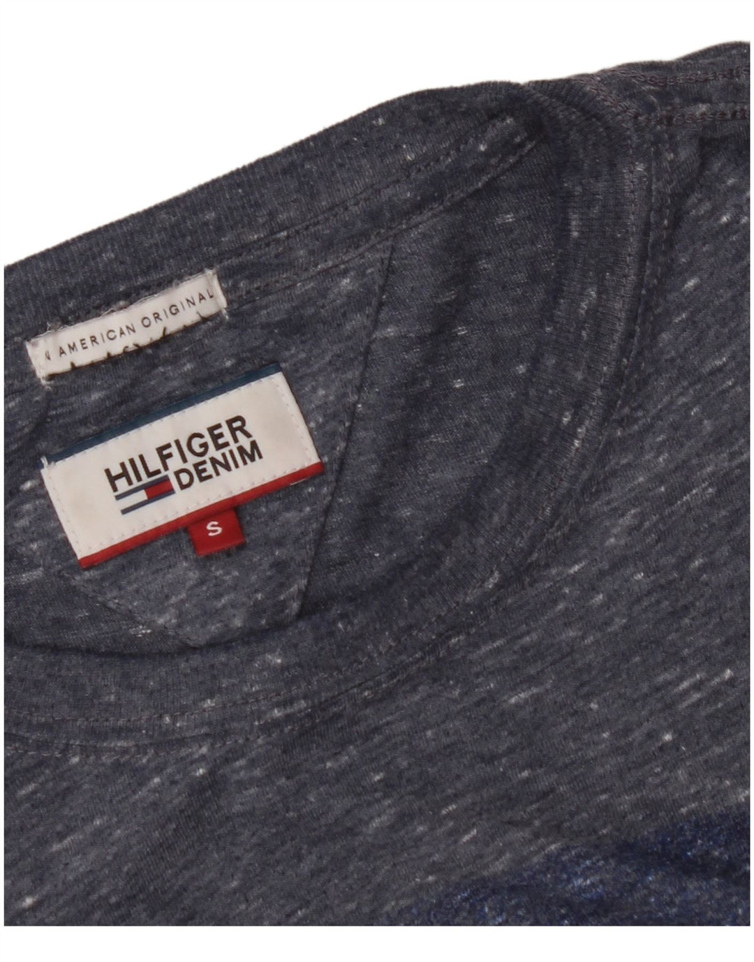 TOMMY HILFIGER Camiseta masculina gráfica Top pequeno bloco colorido azul
