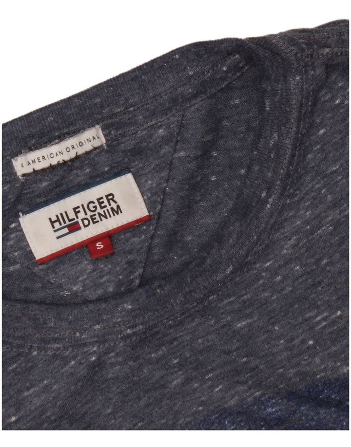 TOMMY HILFIGER Camiseta masculina gráfica Top pequeno bloco colorido azul