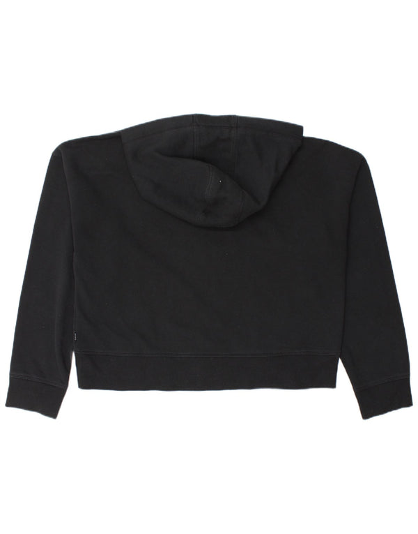 Suéter feminino Dkny com capuz e estampa de grandes dimensões UK 14 algodão preto médio