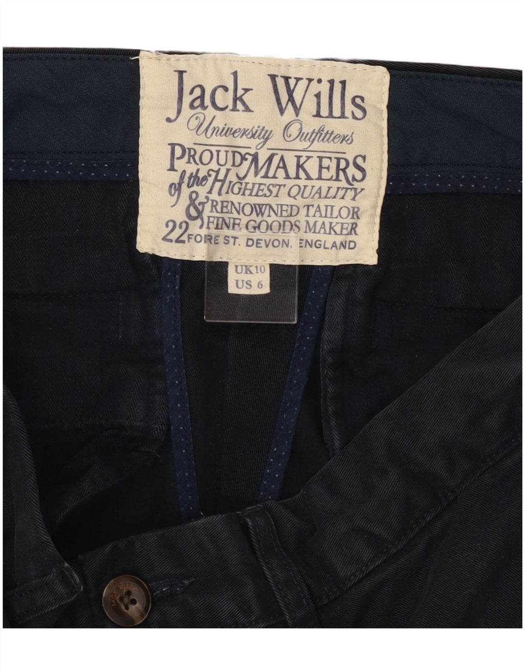 Calça quente feminina Jack Wills UK 10 pequena W32 azul marinho