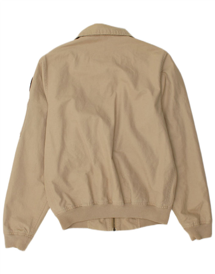 Jaqueta bomber masculina SCOTCH & SODA gráfica Reino Unido 36 algodão bege pequeno