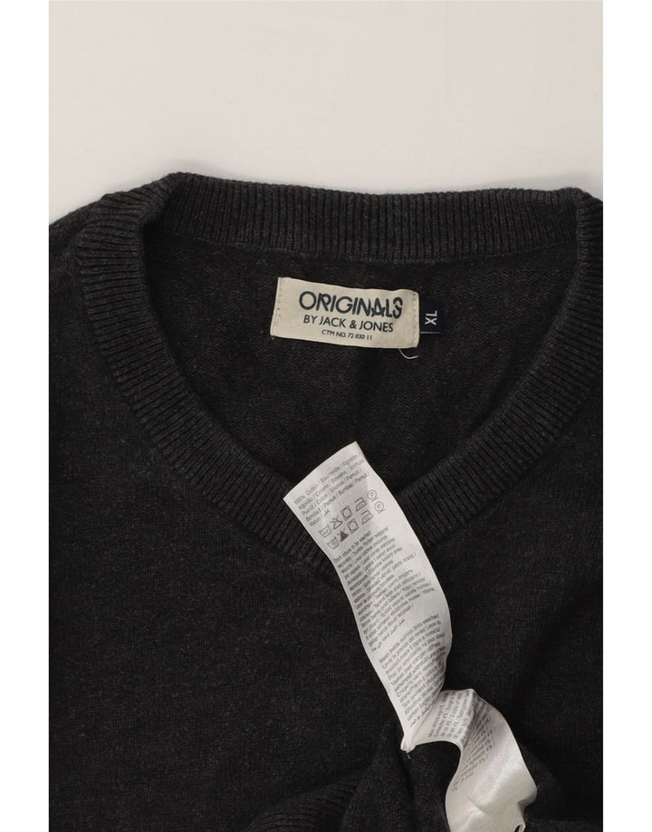 Suéter masculino Jack & Jones com decote em V XL algodão cinza