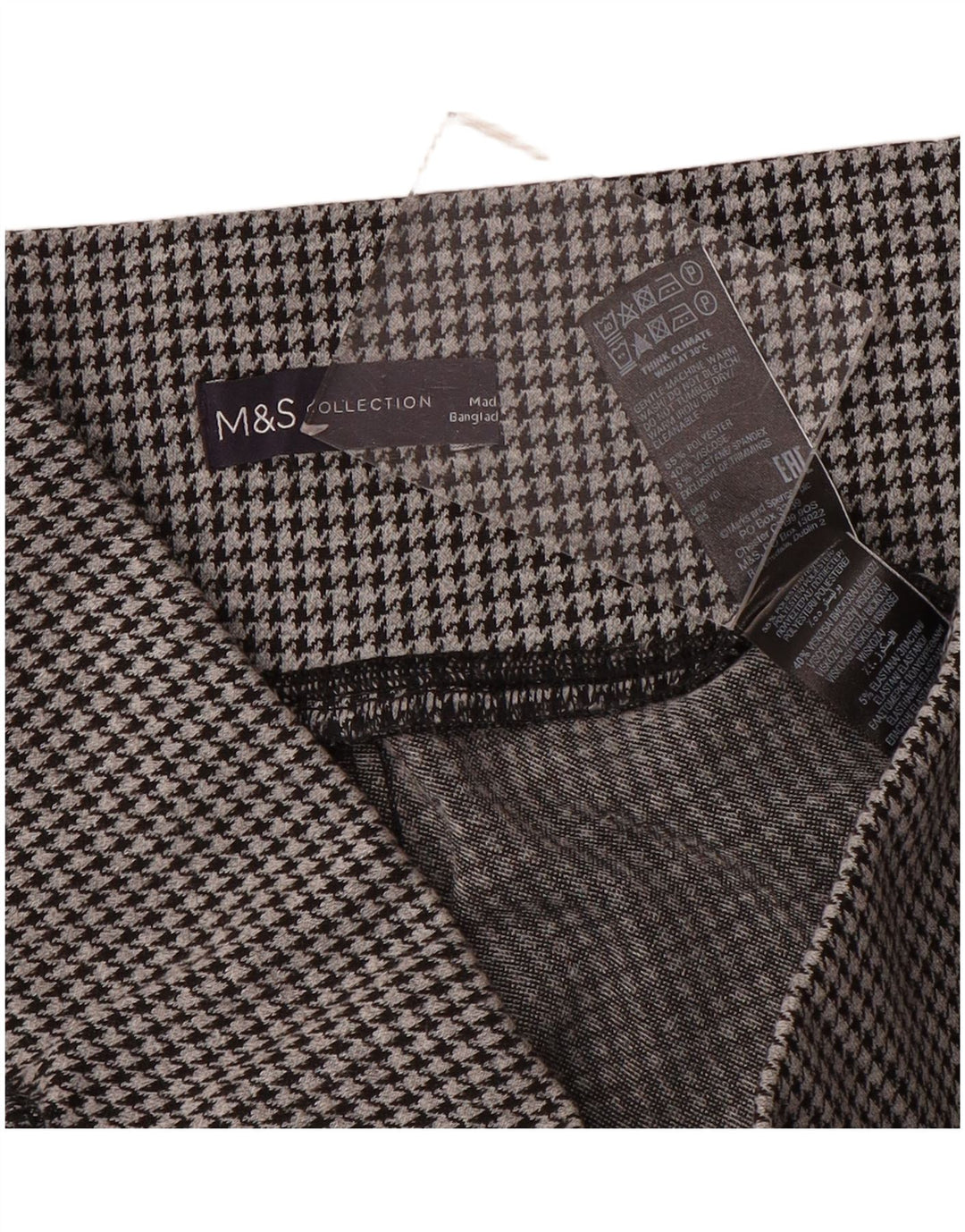 Leggings femininos Marks & Spencer Reino Unido 14 grande cinza houndstooth poliéster