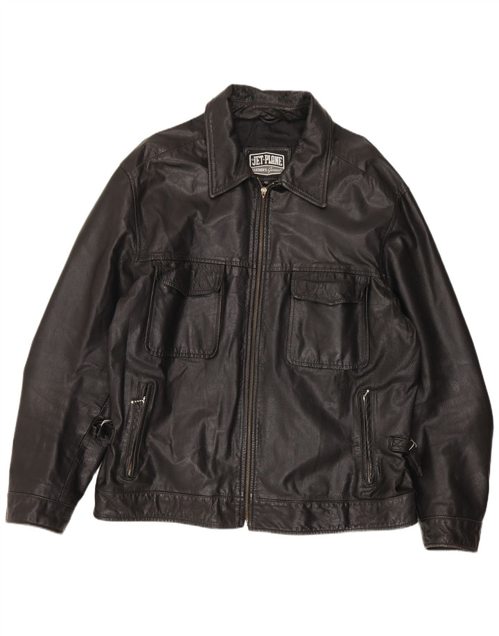 Jaqueta de couro masculina Jet Plane IT 56 3XL couro preto