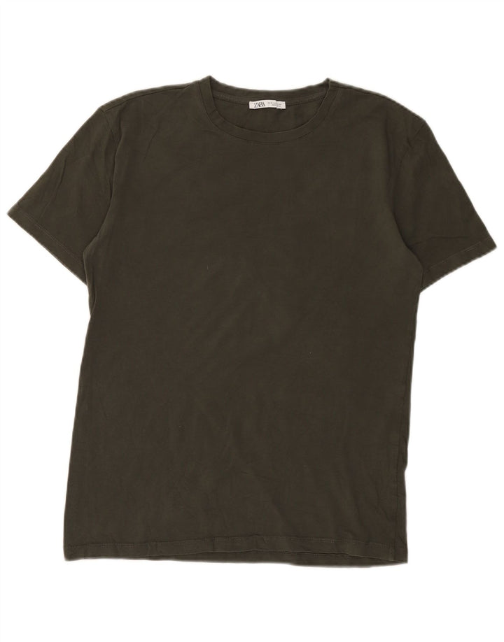 Camiseta masculina Zara Top médio de algodão marrom