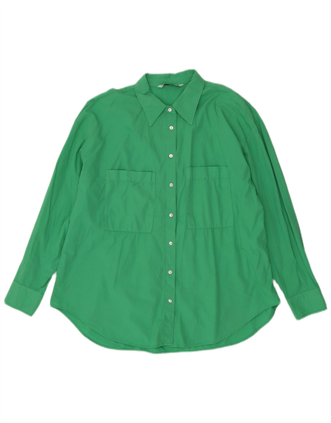 Camisa oversized feminina ZARA Reino Unido 16 grande algodão verde