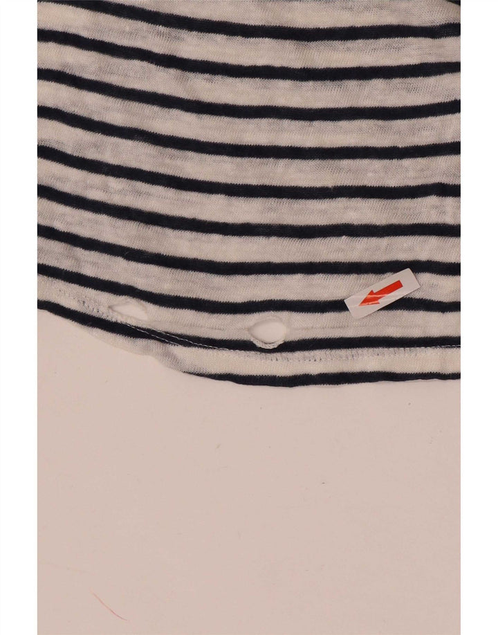 Camiseta feminina Massimo Dutti UK 14 médio listrado branco