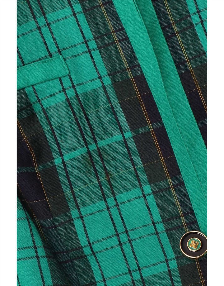 Jaqueta Blazer Feminina Fink Reino Unido 18 XL Verde Xadrez Lã Virgem