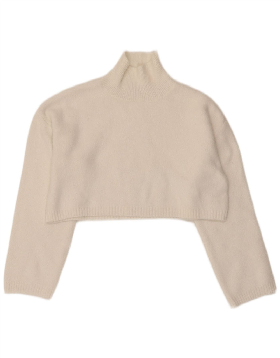 Suéter feminino Zara com gola tartaruga e gola alta, Reino Unido 10, pequeno, branco, poliamida