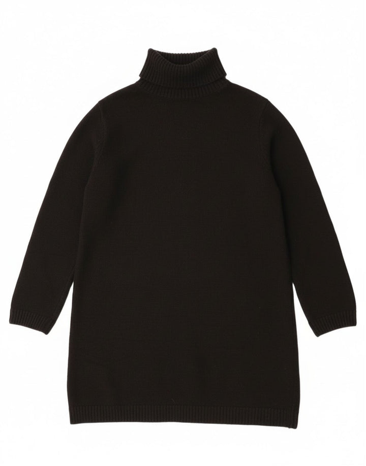 Suéter feminino Zara Longline com gola redonda Reino Unido 14 poliéster preto médio