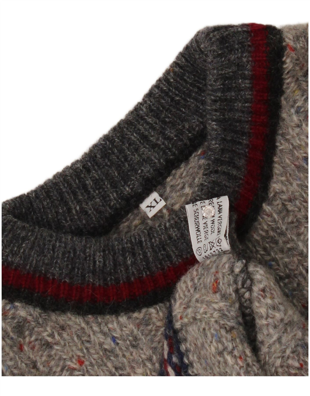 Suéter masculino Kappa com gola redonda XL lã virgem manchada cinza