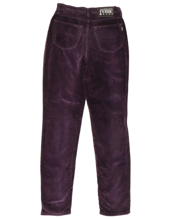 Gianfranco Ferre Calça feminina casual de veludo slim W30 L31 algodão roxo