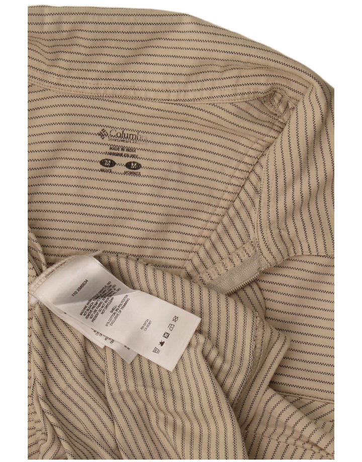 Camisa polo masculina Columbia médio bege listrado algodão