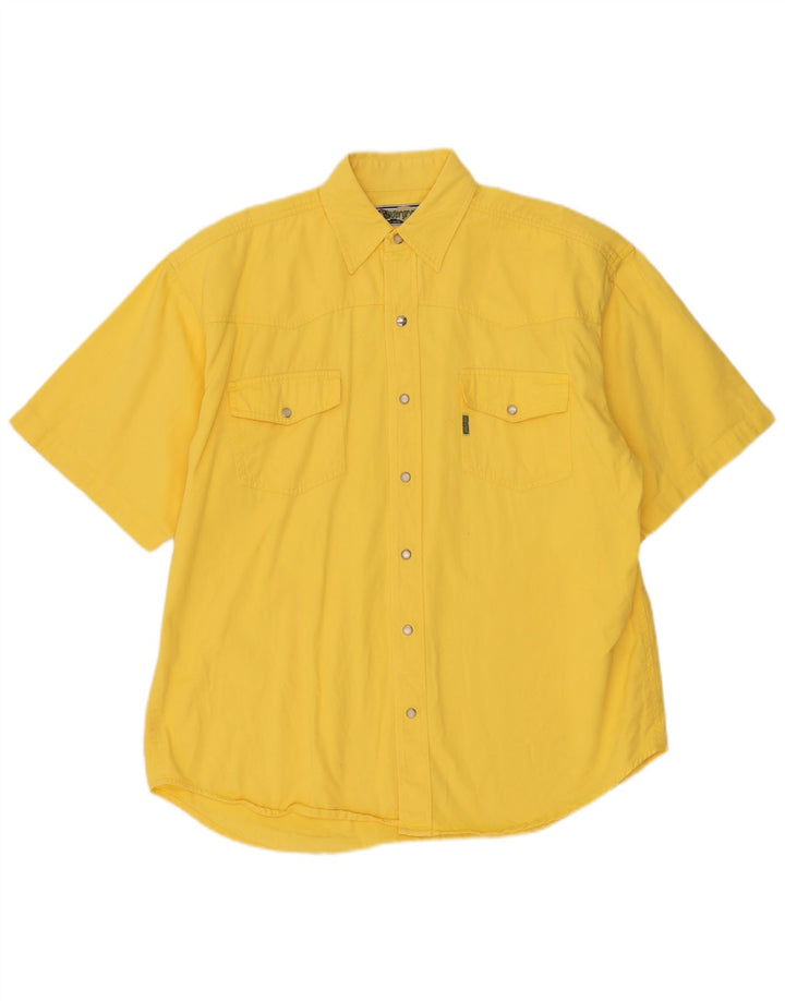 Camisa masculina vintage de manga curta grande algodão amarelo