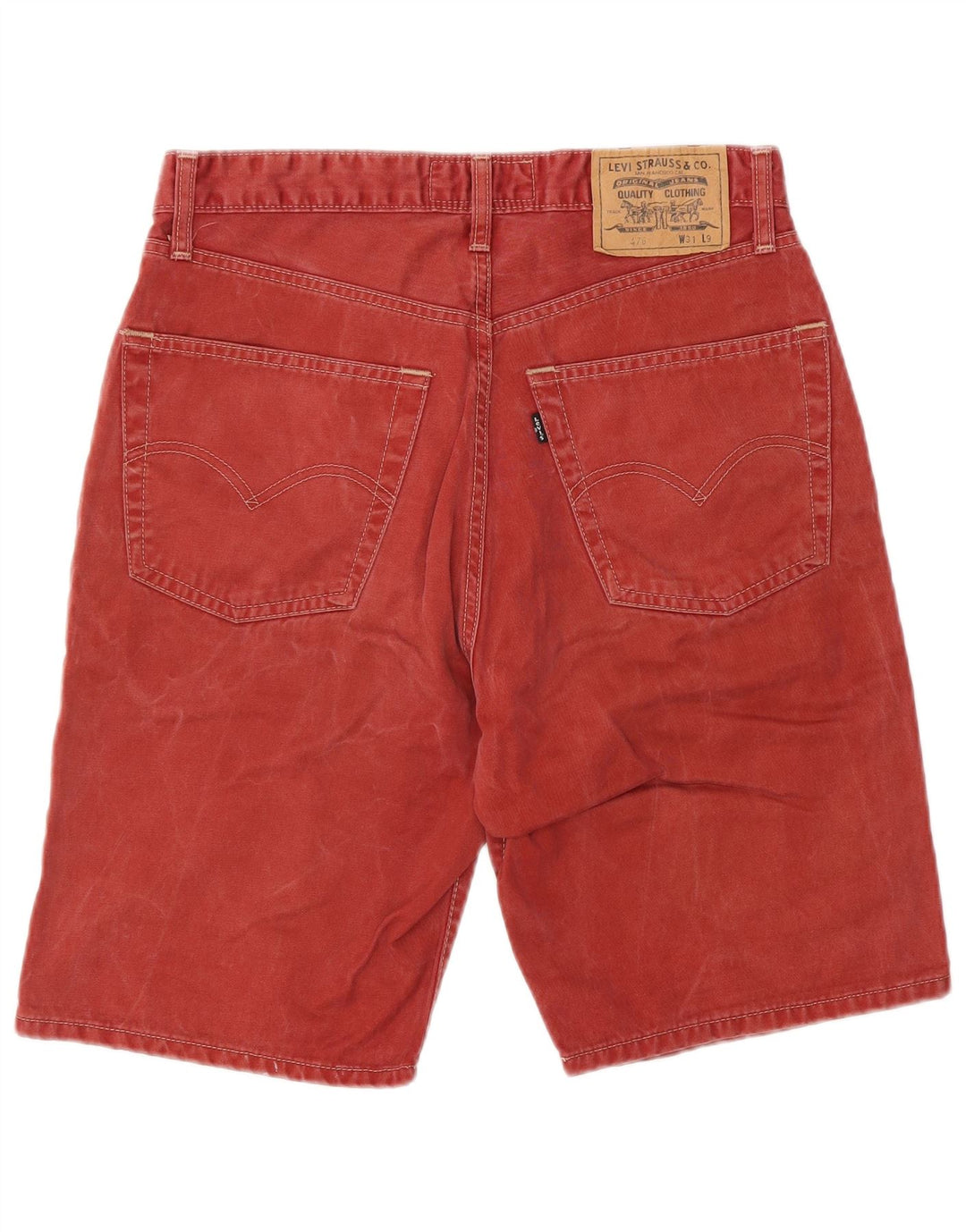LEVI'S Masculino 476 Shorts Jeans W31 Médio Algodão Vermelho