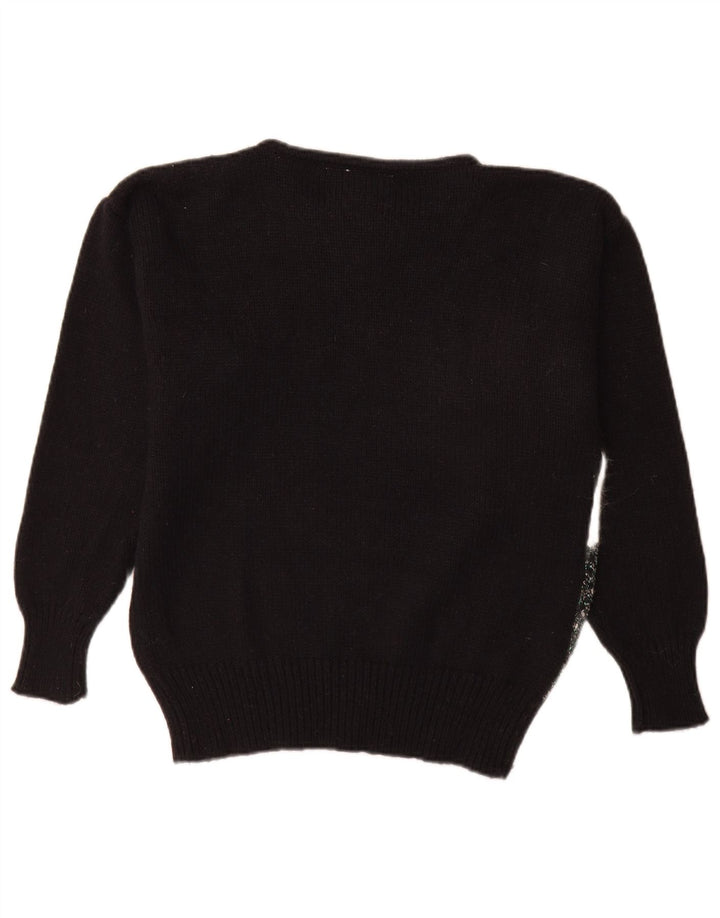 Suéter feminino Nuova Moda com gola canoa EU 40 médio preto colorblock