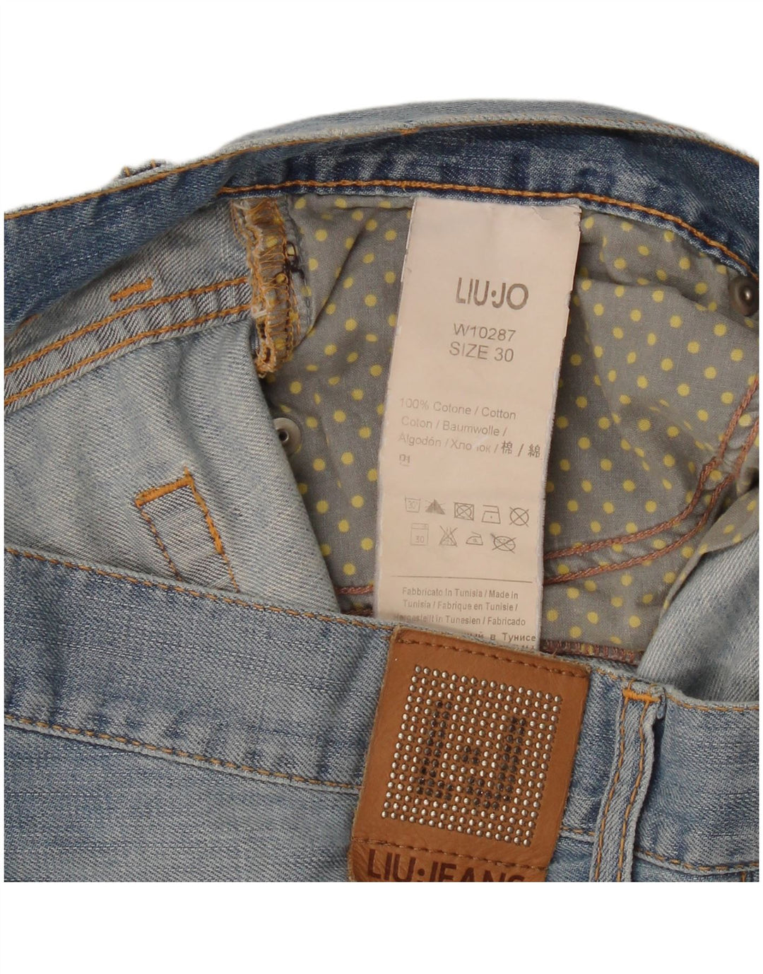 Calça jeans feminina Liu Jo W30 algodão azul médio