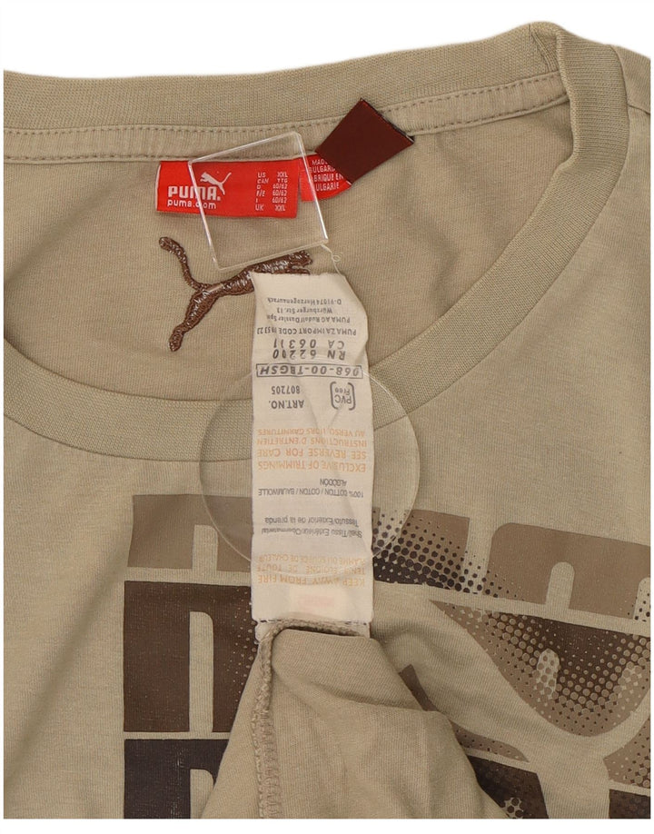 Puma Mens Graphic Top Manga Longa 2XL Algodão Bege