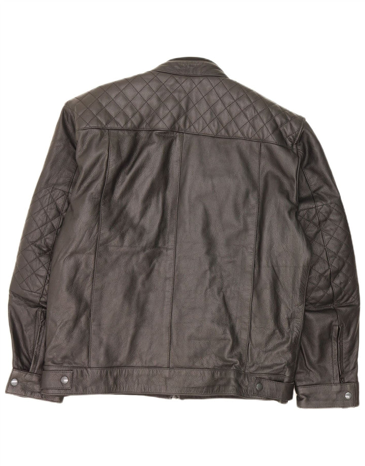 Jaqueta de couro masculina Texspeed UK 40 grande preta