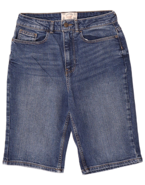 Shorts jeans feminino Fat Face UK 10 pequeno W28 algodão azul