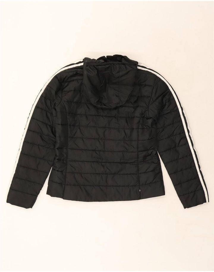 Jaqueta acolchoada com capuz feminina Adidas UK 12 poliéster preto médio
