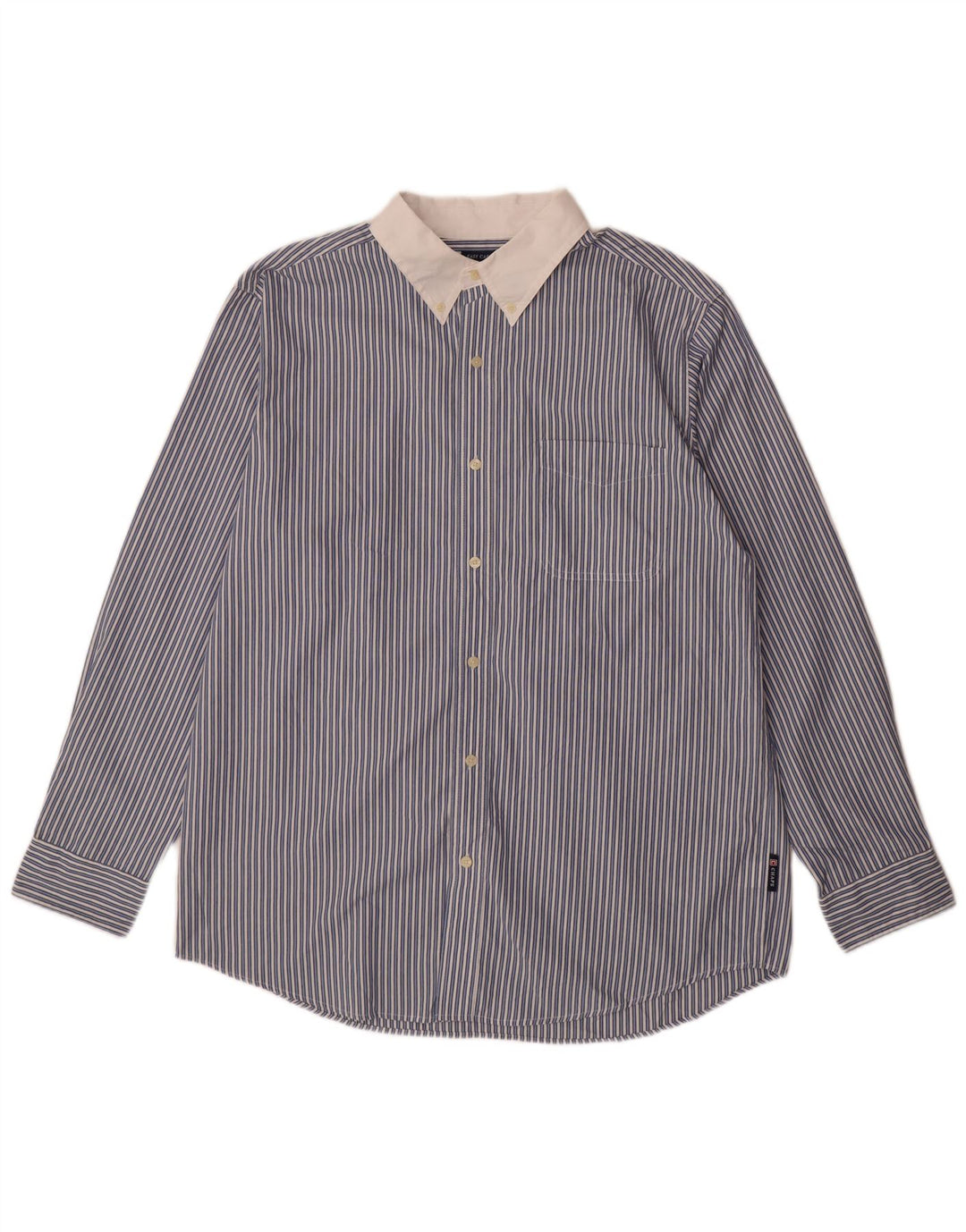 Camisa masculina Chaps Easy Care grande algodão listrado azul