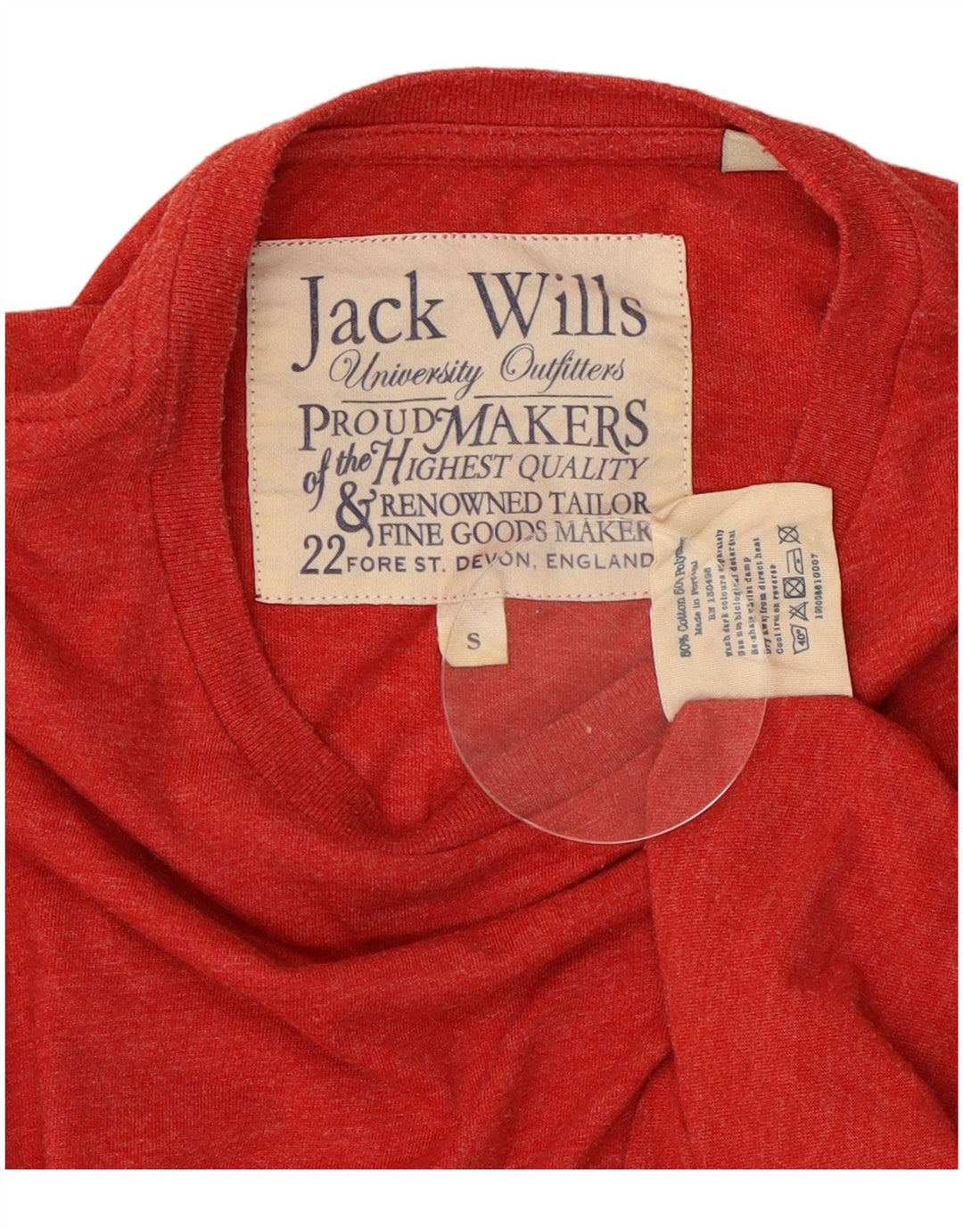 JACK WILLS Top gráfico masculino manga comprida pequeno algodão vermelho