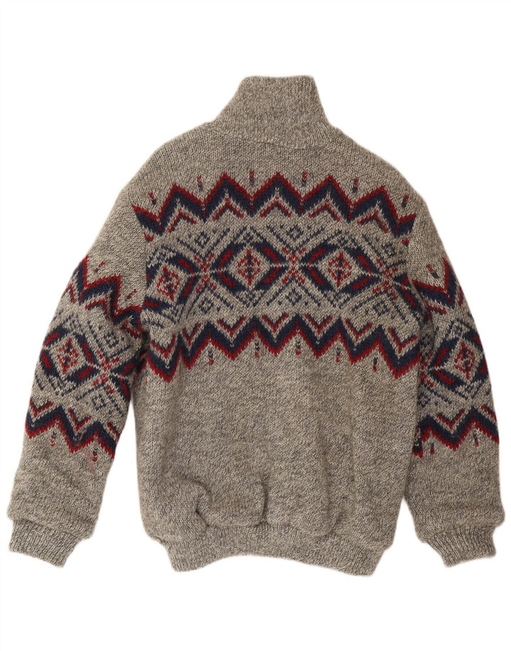 Jaqueta masculina Silvy Knit Reversível UK 40 Grande Cinza Geométrica