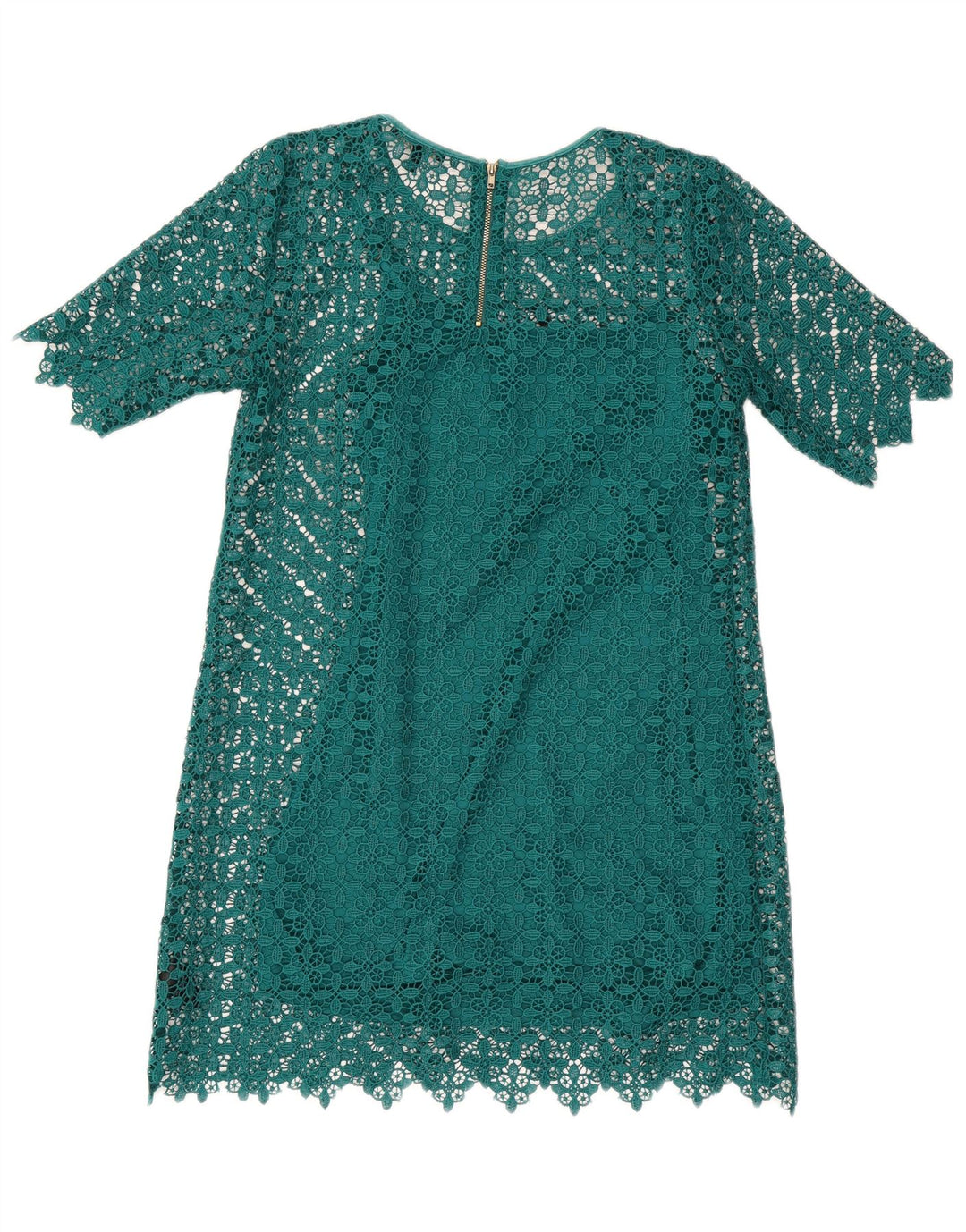 Próximo Vestido feminino Petites Lace Shift UK 12 poliéster geométrico verde médio