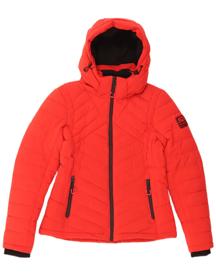 Jaqueta acolchoada com capuz superdimensionada feminina Superdry UK 10 poliéster vermelho pequeno